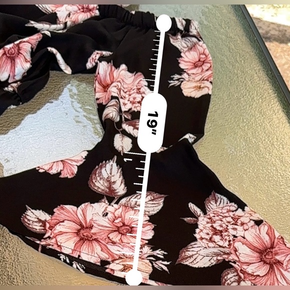 Women’s Xhilaration Black Floral Dress W/Pockets and Bell Sleeves. Size M - Picture 7 of 8